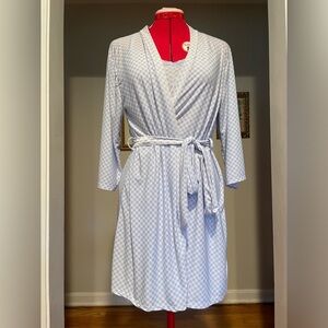 Pastel René Rofé Blue & White Gingham 2 Piece Sleepwear Set